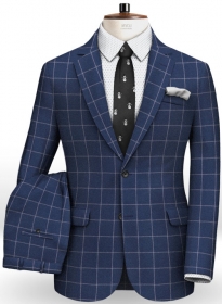 Blue Windowpane Flannel Wool Suit