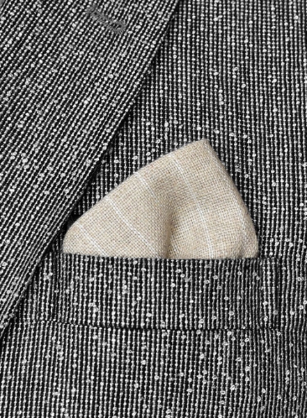 Tweed Pocket Square - Stripe Beige