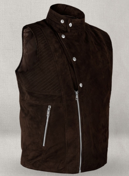 Soft Dark Brown Suede Leather Vest # 354
