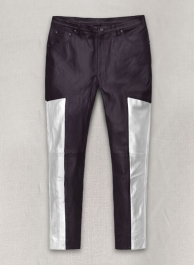 Purple Racer Stripe Leather Jeans Purple Racer Stripe Leather Jeans