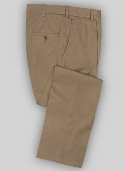 Stone Khaki Peach Finish Twill Formal Chinos