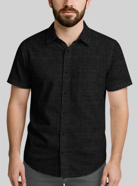 Filafil Poplene Black Shirt - Half Sleeves