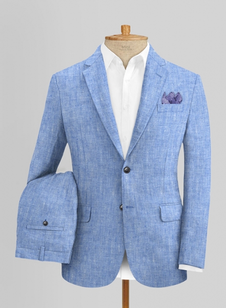 Italian Nile Blue Linen Suit