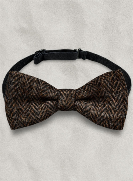Harris Tweed Dark Brown Herringbone Bow - Special Offer