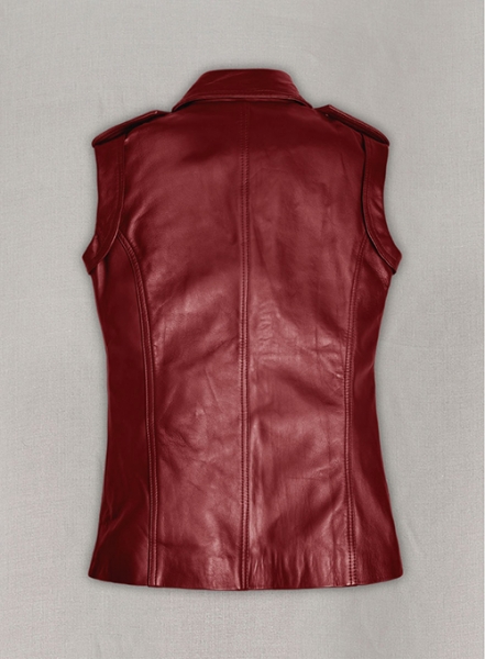 Cherry Red Leather Jacket #292