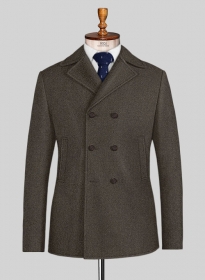 Light Weight Dark Brown Tweed Pea Coat