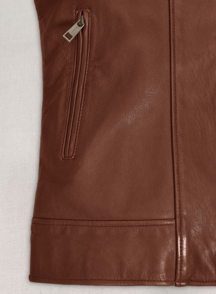 Tan Brown Washed & Wax Taylor Lautner Leather Jacket