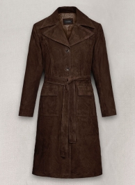 Dark Brown Suede Alpine Leather Long Coat Dark Brown Suede Alpine Leather Long Coat