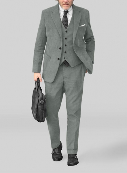 Gray Stretch Corduroy Suit