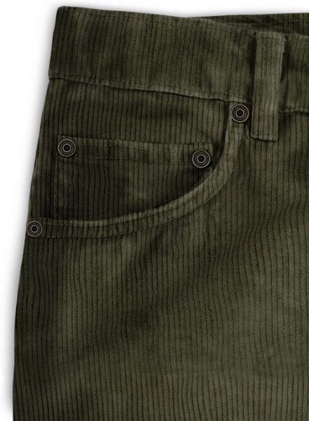 Olive Thick Corduroy Jeans - 8 Wales