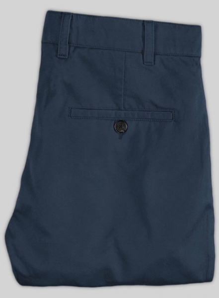 Royal Blue Feather Cotton Canvas Stretch Chino Pants