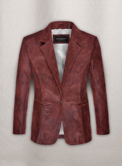 Dark Vintage Red Ali Larter Resident Evil Leather Blazer