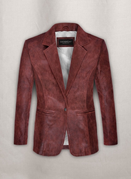 Dark Vintage Red Ali Larter Resident Evil Leather Blazer