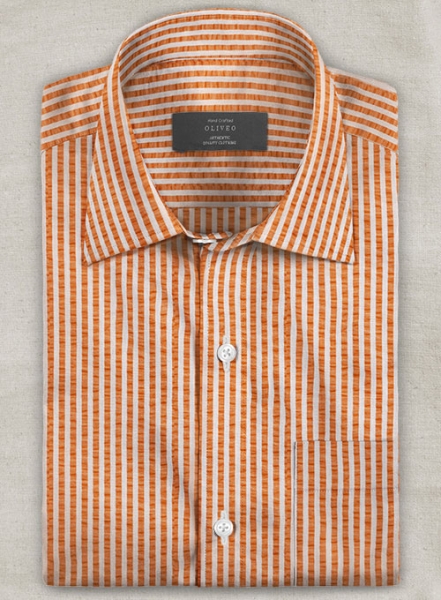 Italian Seersucker Orange Shirt
