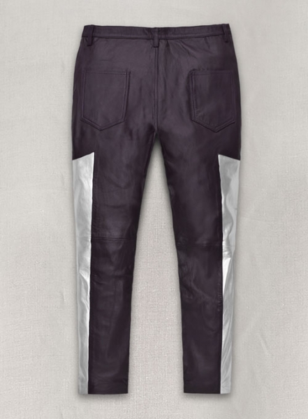 Purple Racer Stripe Leather Jeans