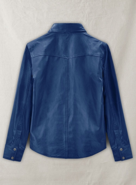 Rich Blue Leather Shirt Jacket - #1S
