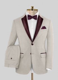 Napolean Muted Beige Wool Tuxedo Suit