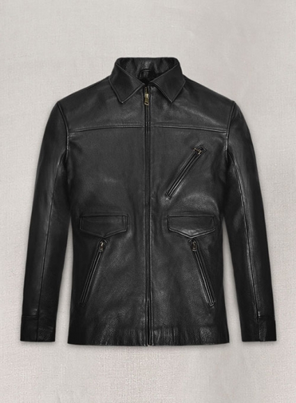 Thick Goat Black Washed and Wax Johnny Depp Leather Jacket #3