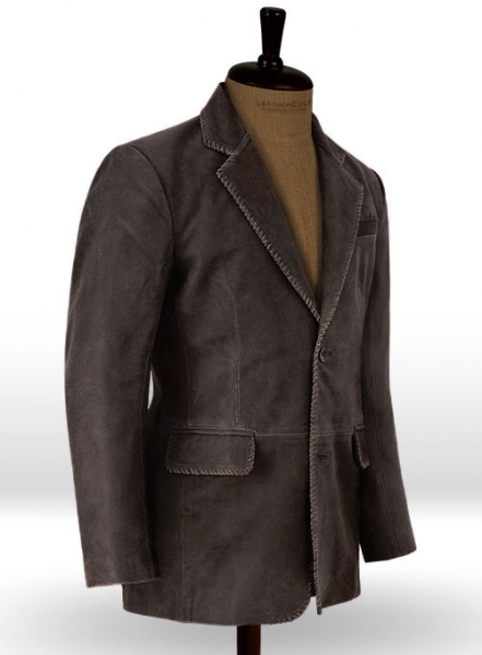 Vintage Brown Grain Medieval Leather Blazer
