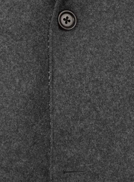 Vintage Plain Dark Gray Tweed Leather Combo Blazer # 652