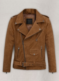 Caramel Brown Suede Pure Leather Biker Jacket #2 Caramel Brown Suede Pure Leather Biker Jacket #2
