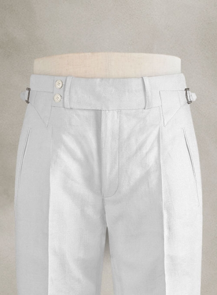 Safari White Cotton Linen Heritage Trousers