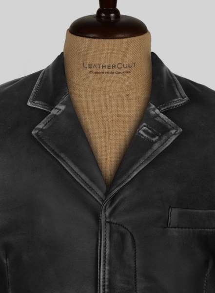 Rubbed Black Will Smith Leather Blazer