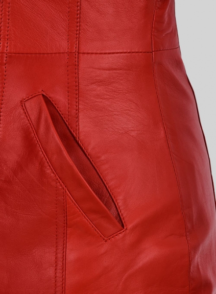 Red Motivated Biker Leather Dress #772