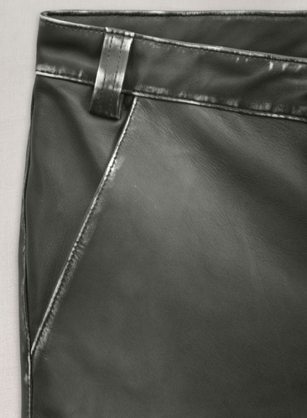 Rubbed Charcoal Ricky Martin Leather Pants