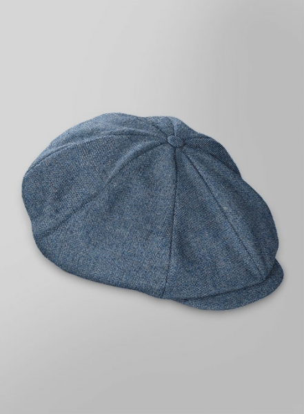 Classic Blue Denim Tweed Newsboy Cap