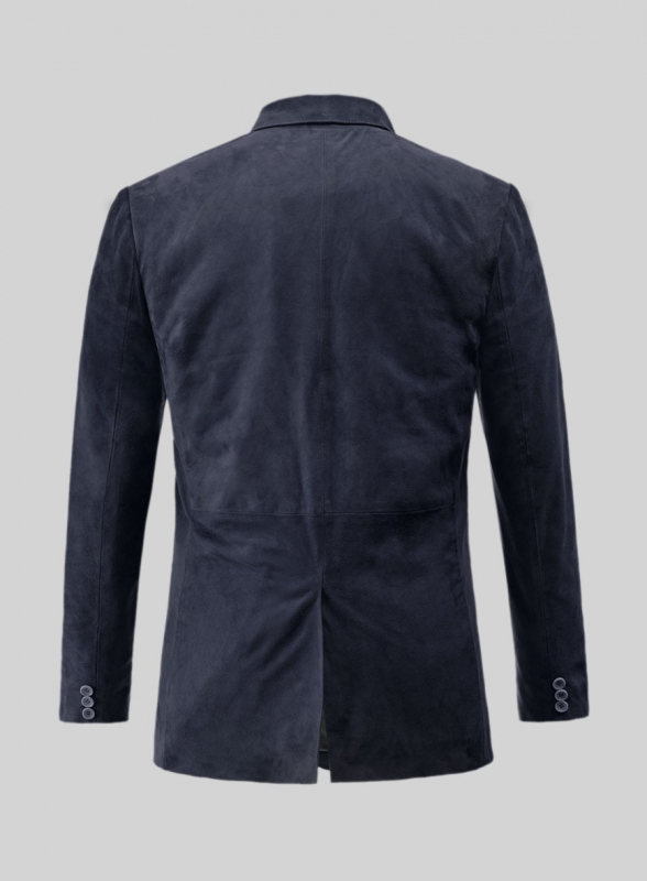 Dark Blue Suede Leather Blazer