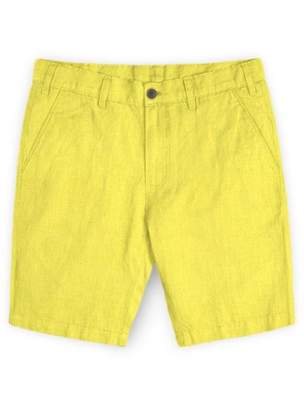 Safari Yellow Cotton Linen Shorts