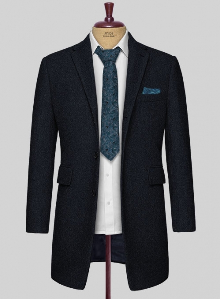 Deep Blue Heavy tweed Overcoat