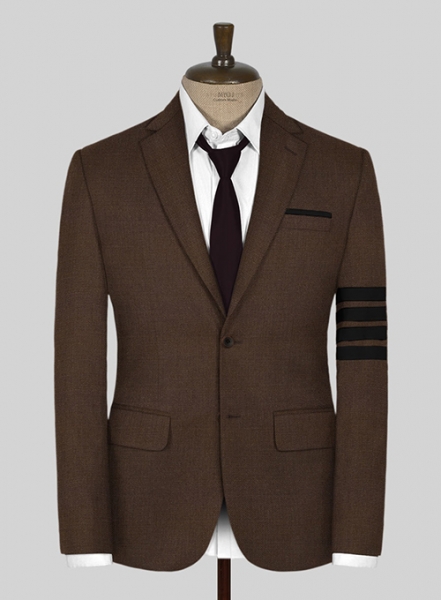 Worsted Brown Wool Black Bar Jacket