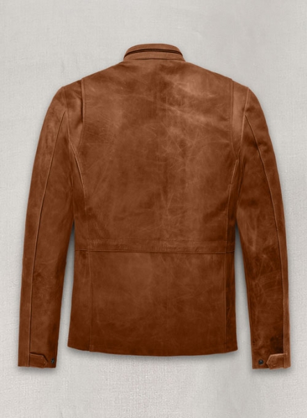 Cognac Military M-65 Leather Jacket