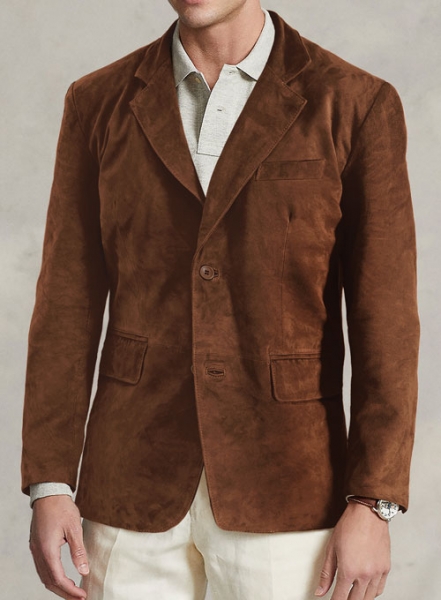 Tan Brown Suede Leather Blazer