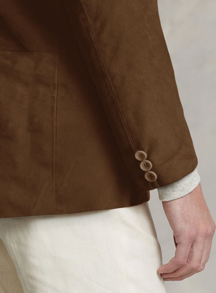 Soft Mid Brown Suede Leather Blazer