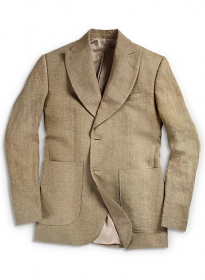 Italian Casa Dk Beige Linen Jacket - Elephant Lapel