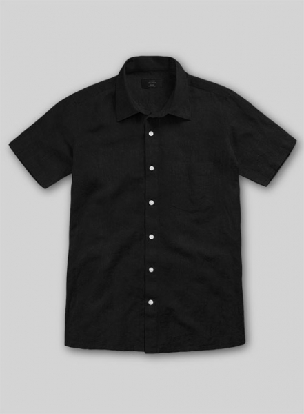 Washed Black Cotton Linen Shirt