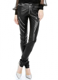Crazy Zipper Leather Pants