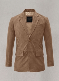 Dusty Beige Suede Leather Blazer