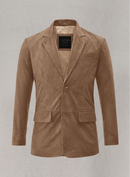 Dusty Beige Suede Leather Blazer