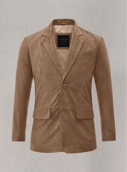 Dusty Beige Suede Leather Blazer