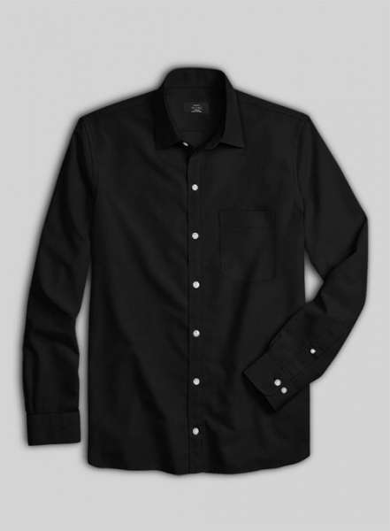 Black Herringbone Cotton Shirt