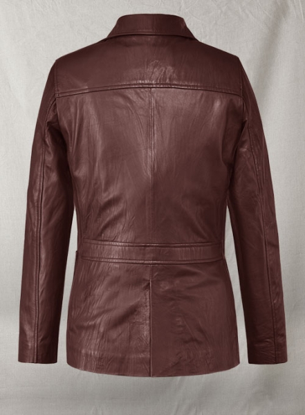 Soft Maroon Jennifer Aniston Friends Season 5 Leather Blazer