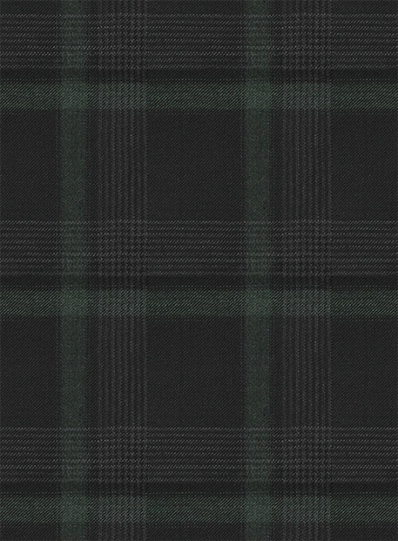 Reda Black Green Checks Wool Pants