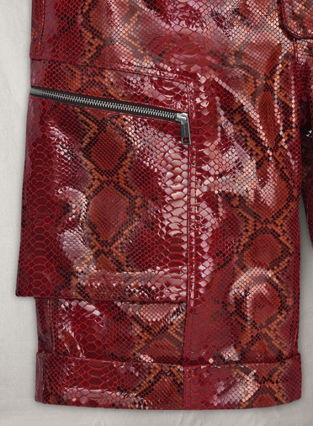 Bold Red Python Havana Leather Shorts Style # 362