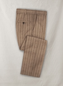 Italian Wool Cashmere Brown Stripe Pants