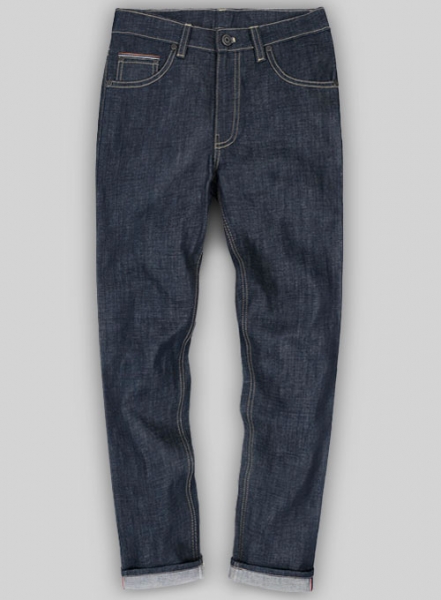 Selvedge Orange Blue Denim Jeans - Raw Unwashed