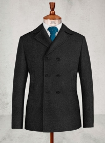 Charcoal Heavy Tweed Pea Coat